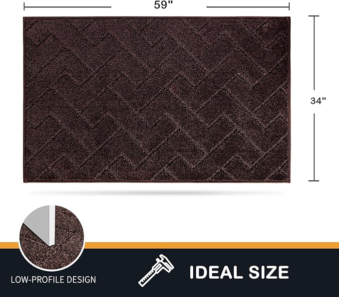 PURRUGS Dirt Trapping Door Mat 34" x 59", Non-Slip Machine Washable Entry Rug, Dog Doormat, Indoor Front Door Mat, Super Absorbent Entryway Rug for Muddy Shoes & Paws, Brown - Image 2