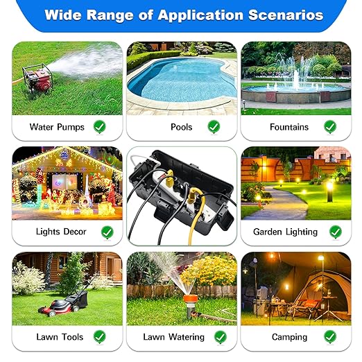 Hrensaw Medium Outdoor Electrical Box(10.6x5.5x4.5inch),IP54 Waterproof Extension Cord Cover w/6 Cable Entry,Weatherproof Connection Box Protect Power Strip,Timer,Plug,Holiday Lights,Black - Image 7