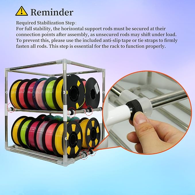 3D Printer Filament Storage Box Large, 2 Tiers Dual-Row Metal Filament Storage Rack with Fire-Resistant Enclosure Cover Tent, Holds Up to 24 Rolls of Filaments, Ideal for Home, Office Workshop, Studio - Image 7