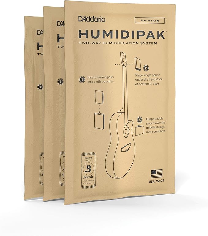 D'Addario Accessories Guitar Humidifier Packs - Two-Way Humidification System Conditioning Packets - For Maintaining Proper Guitar Humidification Level - 3 Maintain Replacement Packets by DAddario