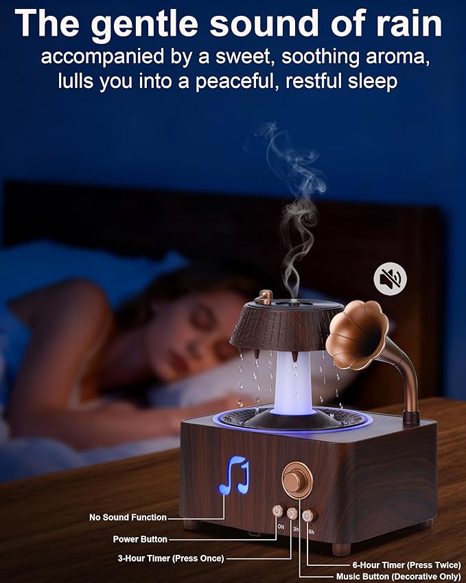 Essential Oil Diffuser, Humidifiers For Bedroom, 250ml Cool Mist Rain Diffuser, 7 Colors LED Ambient Light & Auto Shut-Off When Water Runs Out, for Office, Study Room, Yoga, Relaxation & Home - Image 3