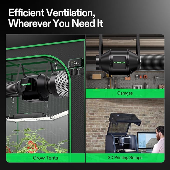 VIVOSUN Smart Air Filtration PRO G4 Kit 4", AeroZesh G4 Inline Duct Fan w/GrowHub E42A+ Temp. Humidity WiFi-Controller, Carbon Filter & Ducting, Cooling & Ventilation System for Grow Tent, Hydroponics - Image 2