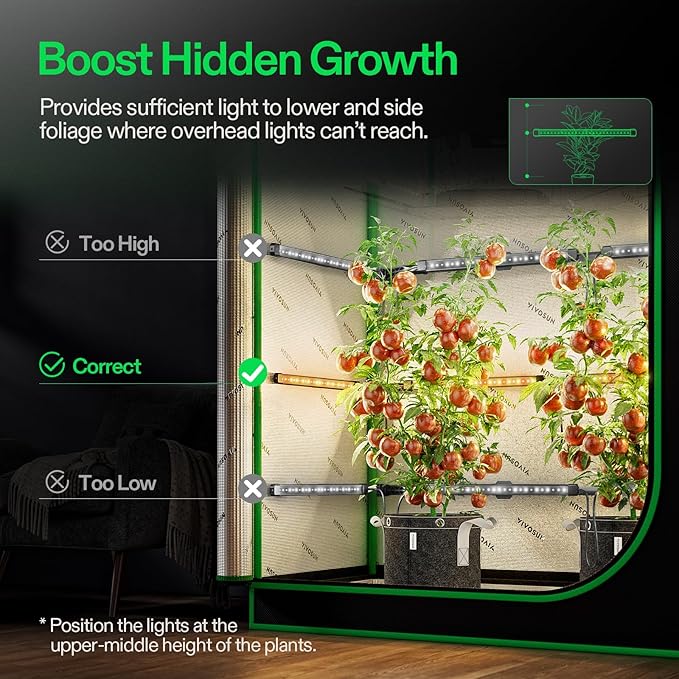 VIVOSUN Lumaray LED Grow Light Bars 16”(4-Bar), Full Spectrum Side Lighting with 60% Red Light up to 25% Yields for Grow Tents, Greenhouses, Magnet Reliability Upgraded, SGS Compatible - Image 5