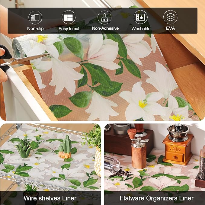Cooyes Shelf Liner – Premium Non-Adhesive Cabinet & Drawer Liner for Kitchen – Waterproof Shelf Paper with Modern Pattern – Durable EVA Cabinet Mat – Easy to Cut （12" W x 240" L） - Image 5