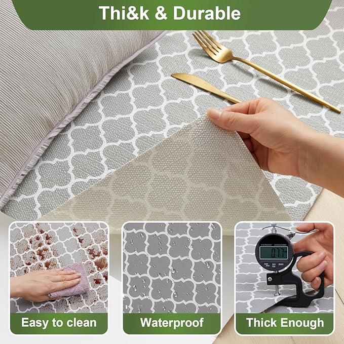 Moriah Shelf Liner Non Adhesive, Kitchen Drawer Liner Non Slip Waterproof Thickened Cabinet Protector for Bathroom Dresser Shelves Pantry(Grey,12'' x 20') - Image 4