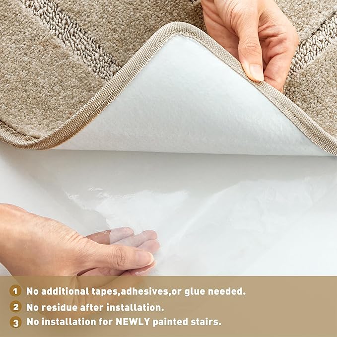 PURE ERA Carpet Stair Tread Landing Mat Tape Free Self Adhesive Non Slip Skid Resistant Indoor Doormat Area Rug Floor Mat for Kitchen Bathroom Workstations Washable 2' X 3' - Image 4