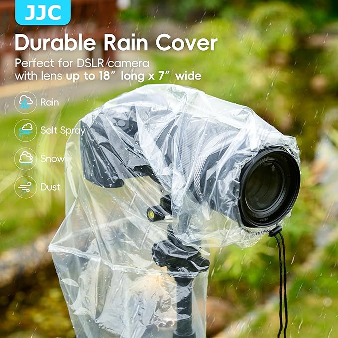 DSLR Camera Rain Cover JJC Rain Coat Sleeve Protector for Canon Nikon Fujifilm Sony Olympus Panasonic Tamron Sigma with a Lens up to 18" PE Material Totally See-Through -4 Pack - Image 2