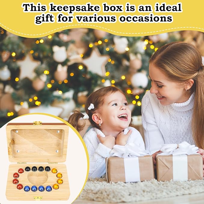 Wooden Tooth Fairy Keepsake Box for Kids, Baby Teeth Storage Organizer with 16 Sealed Plastic Tubes, Tweezers & Label Paper for Lost Teeth Collection - Image 6