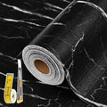 Drawer and Shelf Liner for Kitchen Cabinet: 17 in X 20 Ft Non Slip Waterproof Shelf Paper Non Adhesive Refrigerator Liners Black Marble Easy Liners for Bathroom with Knife Tape Measure by Kimhan