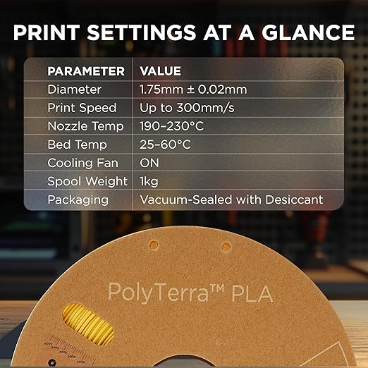 Polymaker Matte PLA Filament Savannah Yellow 1.75mm 1kg 3D Printing Filament, PolyTerra 3D Printer PLA Filament - Image 6