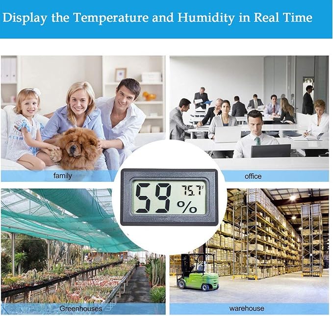 4-Pack Mini Digital Temperature Humidity Meters Gauge Indoor Thermometer Hygrometer LCD Display Fahrenheit (℉) for Reptile Tank,Jars,Guitar Case,Greenhouse, Garden, Cellar, Fridge, Closet - Image 6