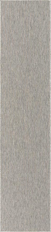 Unique Loom Collection Casual Transitional Solid Heathered Indoor/Outdoor Flatweave Area Rug (2' 7" x 12' Runner, Light Gray/Ivory) - Image 8