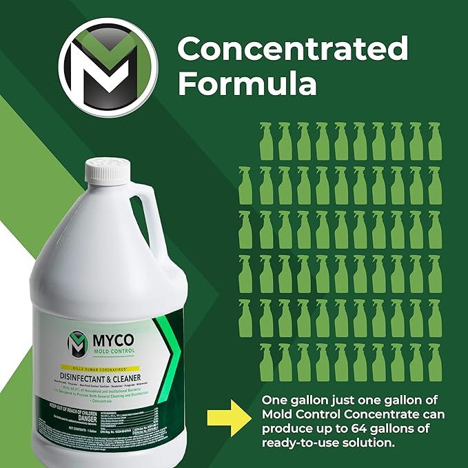 Myco Mold Control Concentrate – EPA-Registered Hospital Grade Disinfectant & Cleaner, Quat Formula for Mold Remediation & Bacteria Control, Commercial & Residential Use, 1 Gallon - Image 3