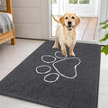 OLANLY Dog Door Mat for Muddy Paws 44x32, Paw Print Design, Absorbs Moisture and Dirt, Absorbent Non-Slip Washable Doormat, Quick Dry Chenille Mud Mat for Dogs, Entry Indoor Entryway Carpet, Dark Grey by OLANLY