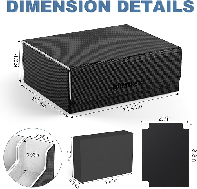 Mlikero Card Deck Case for Trading Cards 1800+, Trading Card Storage Box with 10 Dividers and 3 Foam Stoppers, Leather Magnetic Closure Commander Deck Box Fit for YuGiOh, MTG and Sport Cards - Image 5