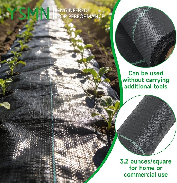 Weed Barrier Fabric Planting Cover - 6 x 200 FT Heavy Duty Landscape Fabric Ground Cover Block for Outdoor Planting - Image 5