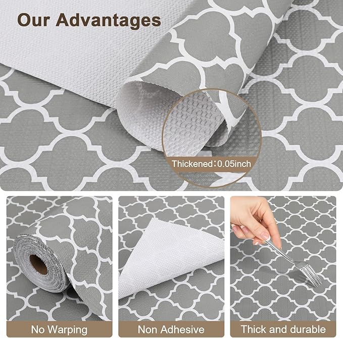OcePor Non-Adhesive Drawer and Shelf Liner 24IN x 30FT，Non Slip Cabinet and Cupboard Liner, Kitchen Cabinet Liners for Shelves, Waterproof Drawer Shelf Liners for Cabinets/Bathroom Cupboard - Image 4