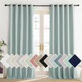 NICETOWN 100% Absolutely Blackout Linen Curtains with Thermal Insulated Liner, Seafoam Green, 62" Wide, 108" Length Energy Saving Curtains for Living Room 2 Panels Set, Vertical Blinds by NICETOWN