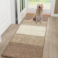 Smiry Dog Door Mat for Muddy Paws, Absorbs Moisture and Dirt, Low-Profile Entryway Mat with Non-Slip Backing, Entry Indoor Outdoor Doormat for Inside Floor (48x32 Inches, Khaki, Striped) by Smiry