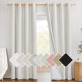 NICETOWN 100% Absolutely Blackout Linen Curtains with Thermal Insulated White Liner, Ivory, W52, 2 Pieces, Noise Reducing Textured Linen Look Curtains for Windows 90 inch Length for Classroom by NICETOWN