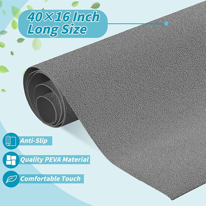 16" x 40" Non Slip Bathtub Mat with Drain Cut Out Anti Slipping Non Skid Safe Tub Mat Adhesive Peel and Stick Bath Tub Mat PEVA Tub Sticker for Shower Floor Boat Wet Areas(Gray) - Image 2