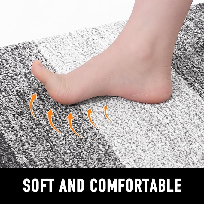 Smiry Dog Door Mat for Muddy Paws, Absorbs Moisture and Dirt, Low-Profile Entryway Mat with Non-Slip Backing, Entry Indoor Outdoor Doormat for Inside Floor (47x24 Inches, Grey, Striped) - Image 5