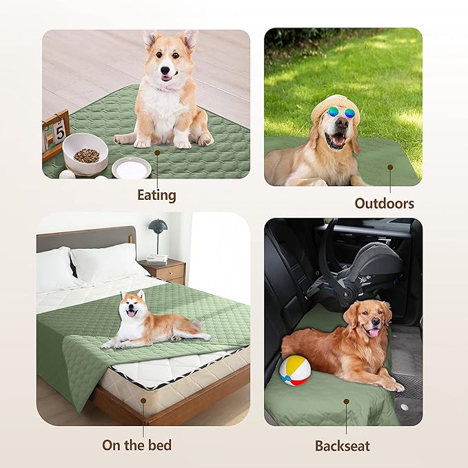 gogobunny 100% Double-Sided Waterproof Dog Bed Cover Pet Blanket Sofa Couch Furniture Protector for Puppy Large Dog Cat, Reversible (30x90 Inch (Pack of 1), Dark Green/Light Green) - Image 2