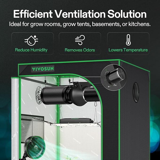 VIVOSUN M4 4-Inch Inline Duct Fan, 195 CFM Ventilation Fan with EC Motor, Adjustable Speed, Energy-efficient Vent Blower for HVAC, Grow Tent, Hydroponics - Image 3