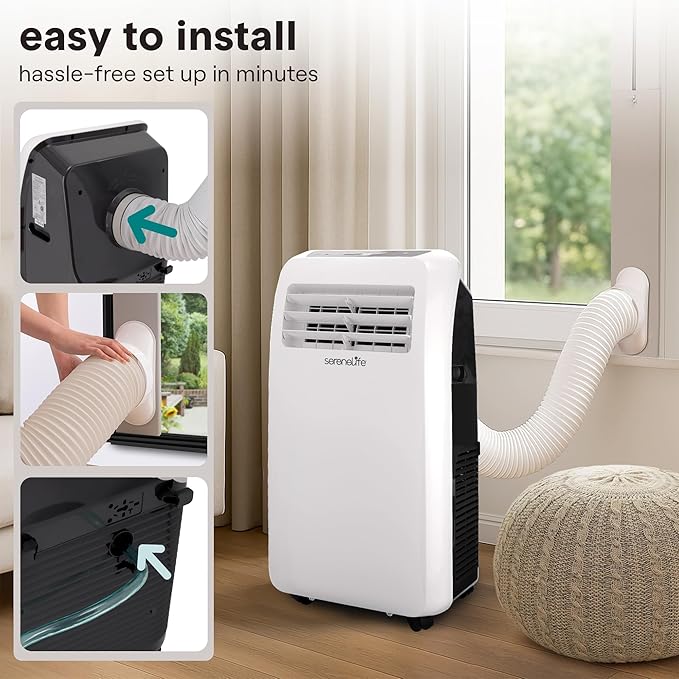 SereneLife Small Air Conditioner Portable 12,000 BTU with Built-in Dehumidifier - Portable AC Unit for Rooms up to 550 sq ft - Remote Control, Window Mount Exhaust Kit - Image 5