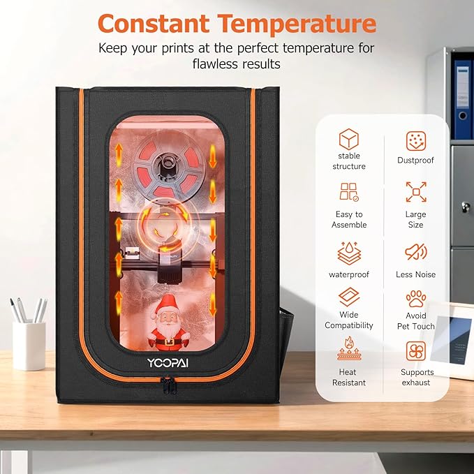 3D Printer Enclosure with LED Lighting, Fireproof Dustproof Tent Constant Temperature Protective Cover for Creality Ender 3 V3 SE/KE/Ender 3/Ender 3 Pro/Ender 3V2/Ender 3S1/Neo/Anycubic Elegoo, Medium - Image 3