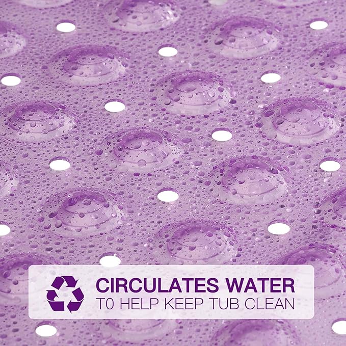 YINENN Bath Tub Shower Stall Mats 31x15.5 Inch Non-Slip and Latex Free, Bathtub Mat with Suction Cups, Machine Washable Bathroom Mats with Drain Holes(Purple) - Image 4