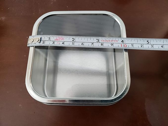 Square Metal Tin Box Storage Containers with Windowed Lids - 4x4x2.25 Inches, 16 oz. - Set of 2 - Image 3