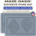 Stone Bath Mat Set (2 Pack) [3D Rapid-Dry Texture] – Diatomaceous Earth Mats for Bathroom & Stone Kitchen Drying Mat – Non Slip, Absorbent System – Zen Ash 23.6 x 15.3 in by MAZEOASIS