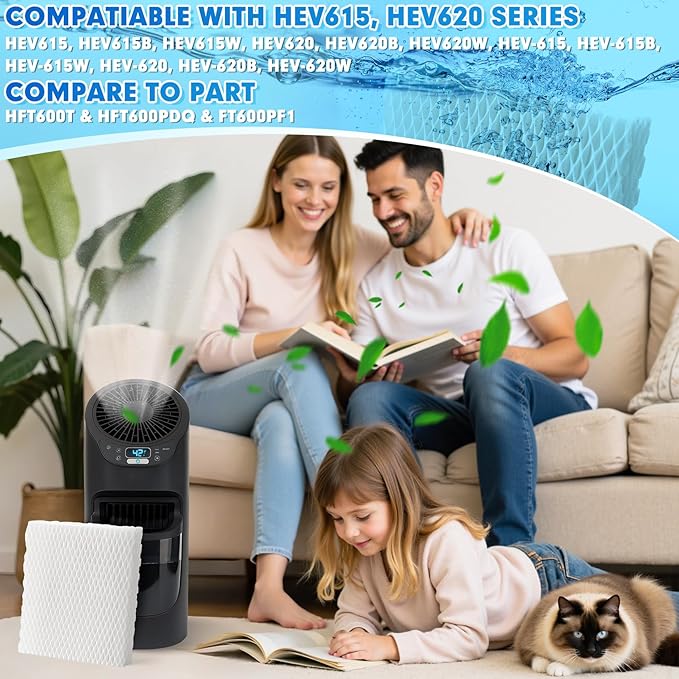6 Pack Humidifier Wicking HFT600 Filters T Compatible with Honeywell Tower Humidifier HEV615 HEV620, Compare to Part HFT600T HFT600PDQ - Image 4