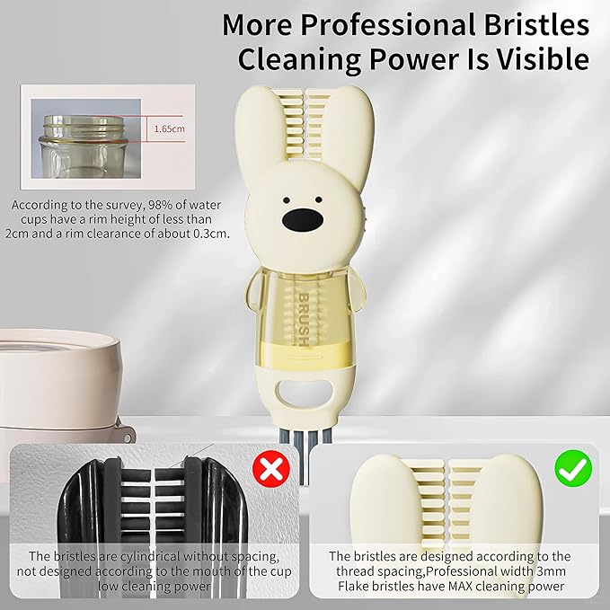 3 PCS Bottle Brush - Upgrade 4 in 1 Cup Lid Gap Cleaning Brush Set, Multifunctional Insulation Bottle Cleaning Tools, Mutipurpose Tiny Silicone Cup Holder Cleaner, Home Kitchen Cleaning Tools - Image 5