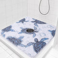Hombys Non Slip Shower Mat - 24x24 in, Drain Hole, Secure, PVC Loofah, Boho Style by HOMBYS