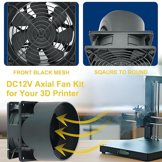 5in Air Exhaust Fan Fume Extractor, 6000RPM 210CFM DC12V Fan w/ 6.5ft Hose for 3D Printer, 3D Laser, Grow Tent, DIY - Image 4
