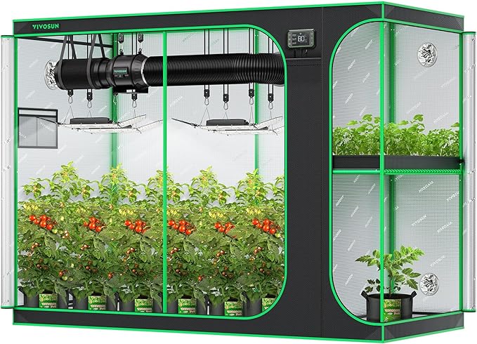 VIVOSUN D948 2-in-1 9x4 Grow Tent, 108"x48"x80" High Reflective Mylar with Multi-Chamber and Floor Tray for Hydroponic Indoor Plant by VIVOSUN