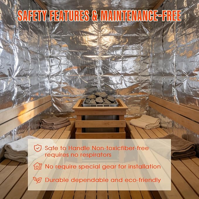 Sauna Foil Vapor Barrier, 250 sqft Aluminum Insulation Roll Heavy-Duty Non-Perforated Reflective Thermal Barrier for Energy Efficient Sauna, Attic, Garage and Crawl Space (4FT x 62.5FT) - Image 6