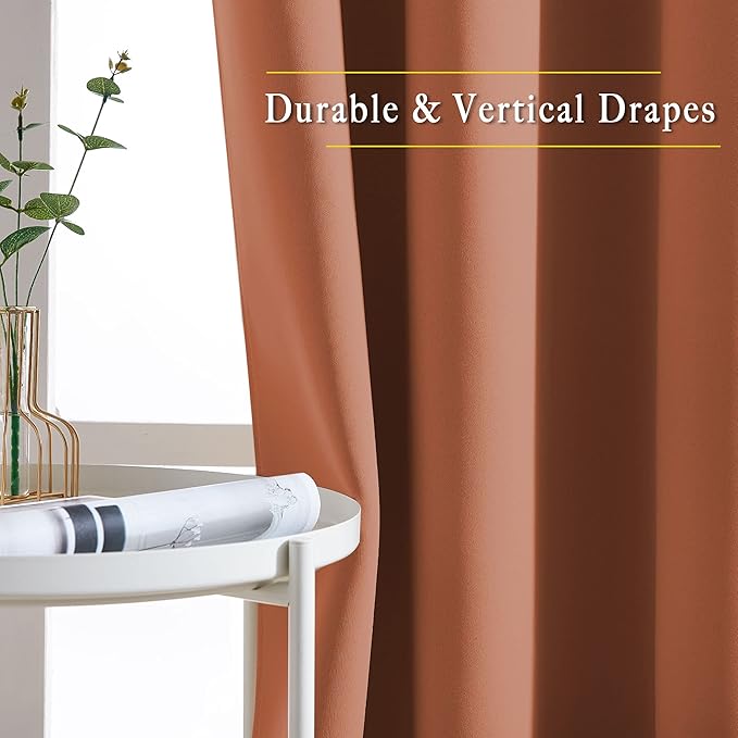 NICETOWN Blackout Burnt Orange Curtain & Drape - Room Darkening Light Blocking Window Treatment for Living Room, W52 x L84, 1 Panel - Image 5