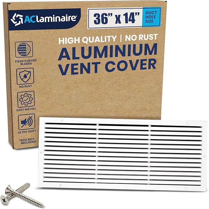 36x14 Inch (Duct Opening) Air Return Vent Cover Decorative – Premium Aluminum AC Vent Cover for Ceiling & Wall, Rustproof Grille, Ideal for Home HVAC Grille, Durable & Easy to Install by ACLAMINAIRE by LAMINAIRE