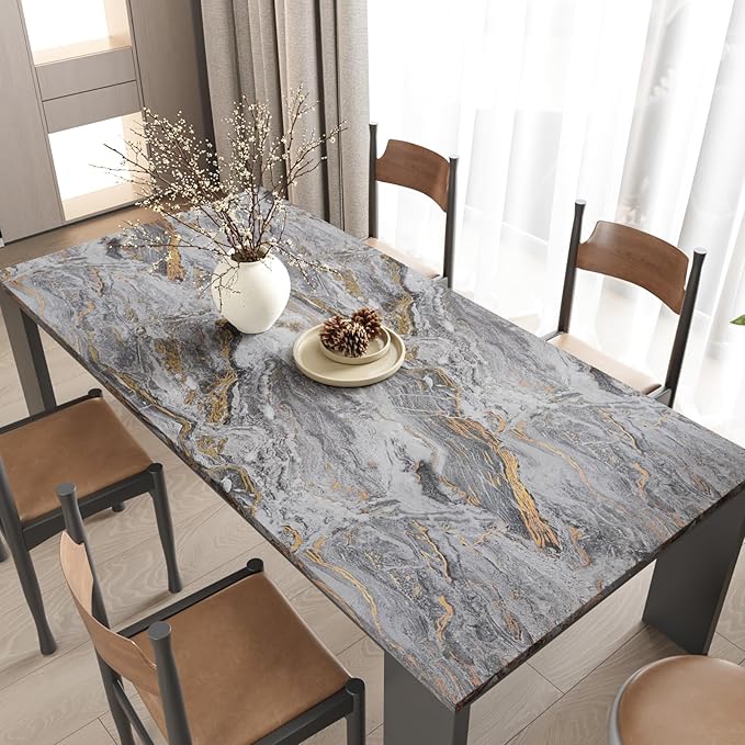 CRE8TIVE Wide 24"x354" Matte Gold Grey Marble Contact Paper for Kitchen Countertop Peel and Stick Marble Wallpaper Self Adhesive Removable Temporary Wallpaper Waterproof Vinyl Wrap for Furniture Walls - Image 4