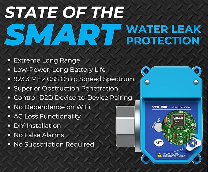 YoLink LoRa Smart Water Leak Protection System, Including 1/2" Commercial Grade Smart Motorized Stainless Steel Valve, (3) Water Leak Sensors, Hub: Up to 1/4-Mile Range, IFTTT, Alexa, Home Assistant - Image 8
