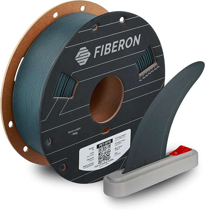 Polymaker Fiberon Dark Grey PET-GF15 3D Printer Filament 1.75mm 1KG, 15% Glass Fiber Reinforced, High Strength & Heat Resistance, Ideal for Automotive, Industrial & Functional Parts, AMS Compatible by Polymaker