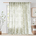 jinchan Linen Floral Curtains 100 Inch Extra Wide for Patio Sliding Glass Door Room Divider Curtain for Living Room 108 Inch Length Farmhouse Peony Green Printed Curtain Set 1 Panel by JINCHAN