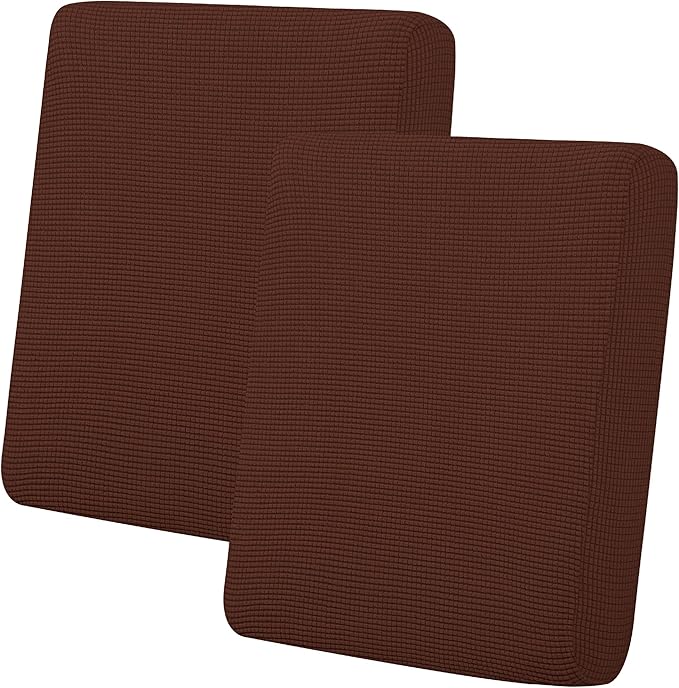 Easy-Going Stretch Individual Loveseat Couch Cushion Cover Sofa Cushion Furniture Protector Sofa slipcover Soft Flexibility with Elastic Bottom (2-Piece Loveseat Cushion Cover, Coffee) by Easy-Going