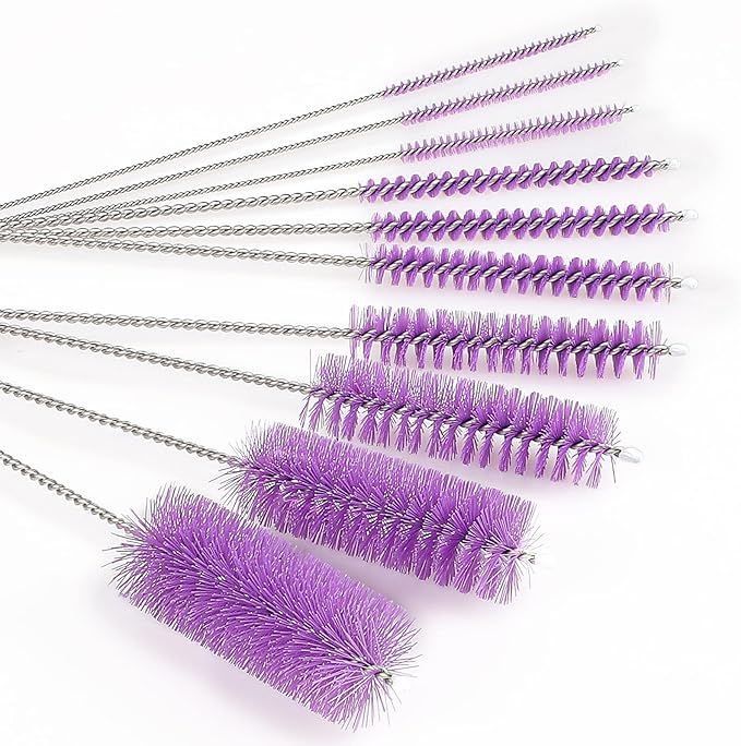 CiaraQ Bottle Cleaning Brushes, 8 Inch Nylon Tube Brush Set, Cleaner for Narrow Neck Bottles Cups with Hook, Set of 10pcs. - Image 6