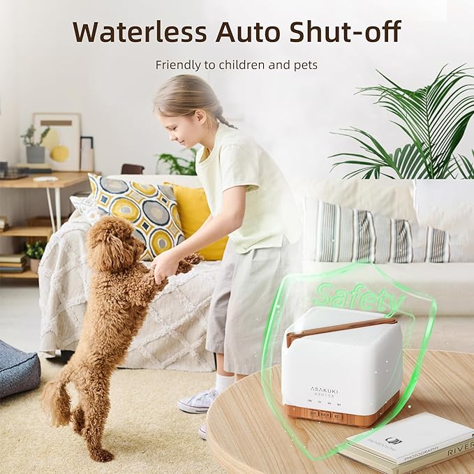 ASAKUKI 700 ml Premium Essential Oil Diffuser, 5 in 1 Ultrasonic Aromatherapy Fragrant Oil Vaporizer Humidifier, Timer and Auto-Off Safety Switch, 7 LED Light Colors, Valentine's Day Gift - Image 8