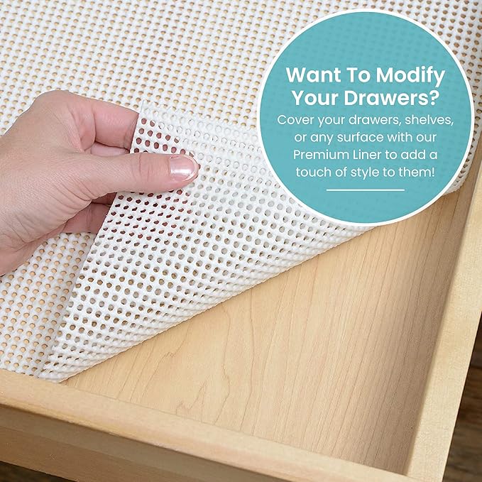 Con-Tact Brand Grip Premium Shelf Liner, Thick and Non-Adhesive Drawer Liner, Multi-Purpose and Easy to Use, 18" x 10', White, Pack of 1 - Image 6