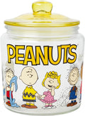 Silver Buffalo Peanuts Squad Featuring Charlie Brown, Snoopy, Schroeder, Lucy, Linus, Sally, Pigpen, Woodstock, and Franklin Glass Cookie Snack Candy Jar with Lid (Small) by SilverBuffalo